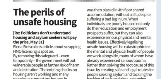 A screen shot of a letter published in City AM